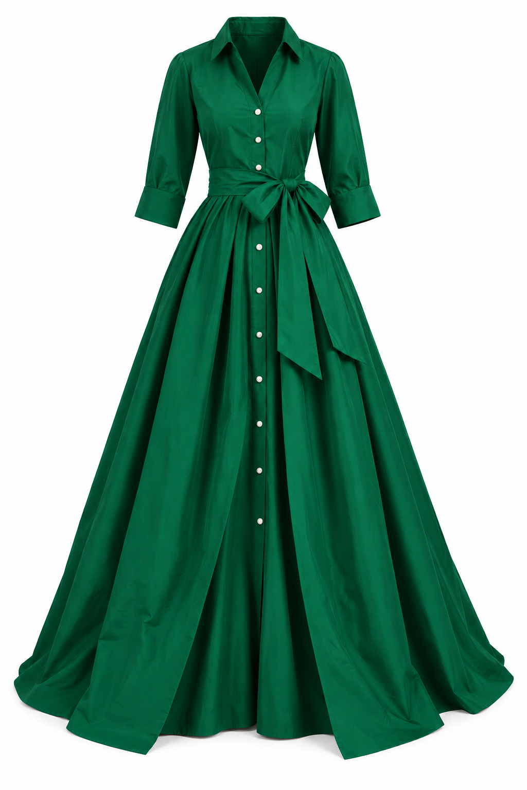 Effortlessly Elegant Gown In Emerald Green