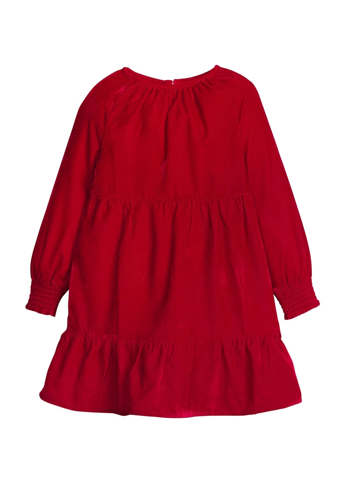 little english classic children's clothing tiered red velvet long sleeve dress for girls for holiday 