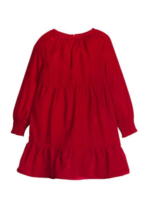 little english classic children's clothing tiered red velvet long sleeve dress for girls for holiday 