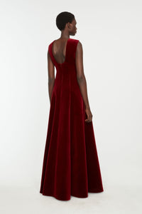 Nodin Dress in Burgundy Wind Velvet