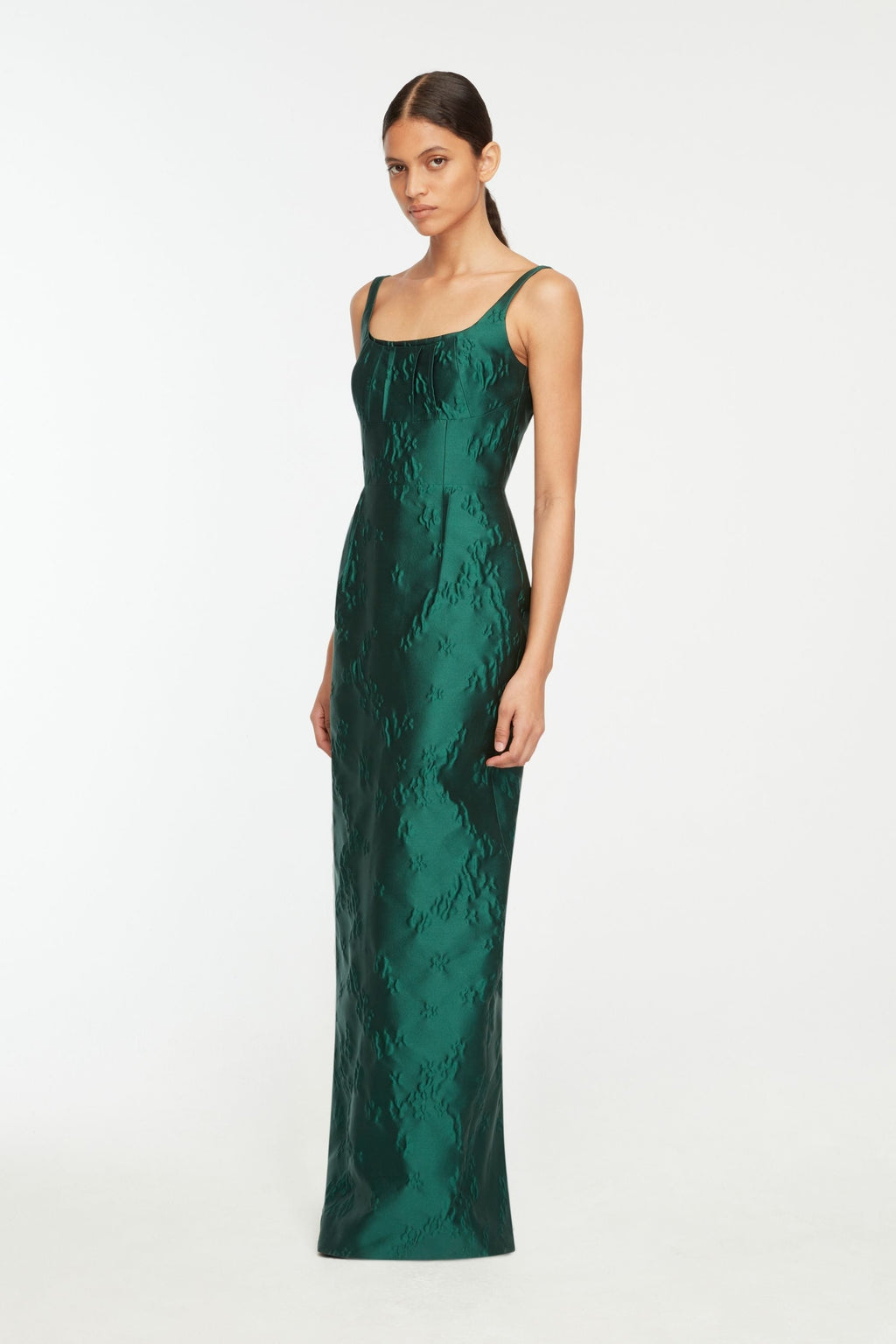 Emilia Wickstead - Sharon Dress In Emerald Green Ditsy Floral Jacquard Emilia Wickstead - Sharon Dress In Emerald Green Ditsy Floral Jacquard