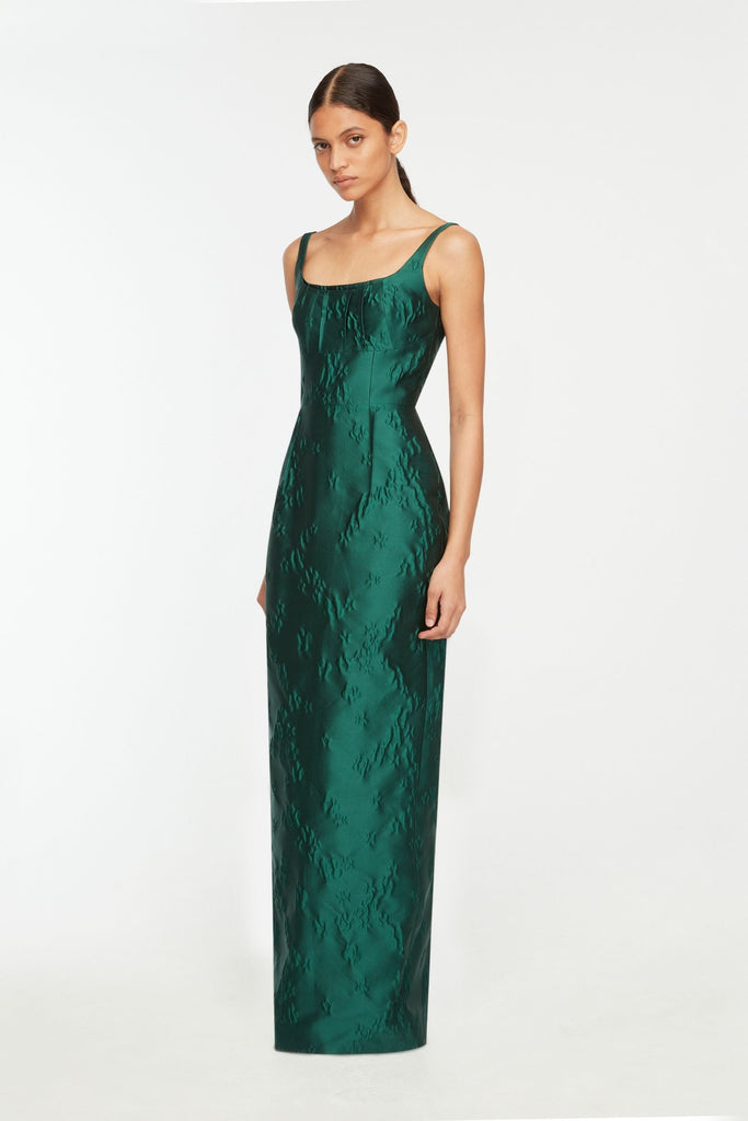 Sharon Dress In Emerald Green Ditsy Floral Jacquard | Emilia Wickstead | Over The Moon Sharon Dress In Emerald Green Ditsy Floral Jacquard | Emilia Wickstead | Over The Moon