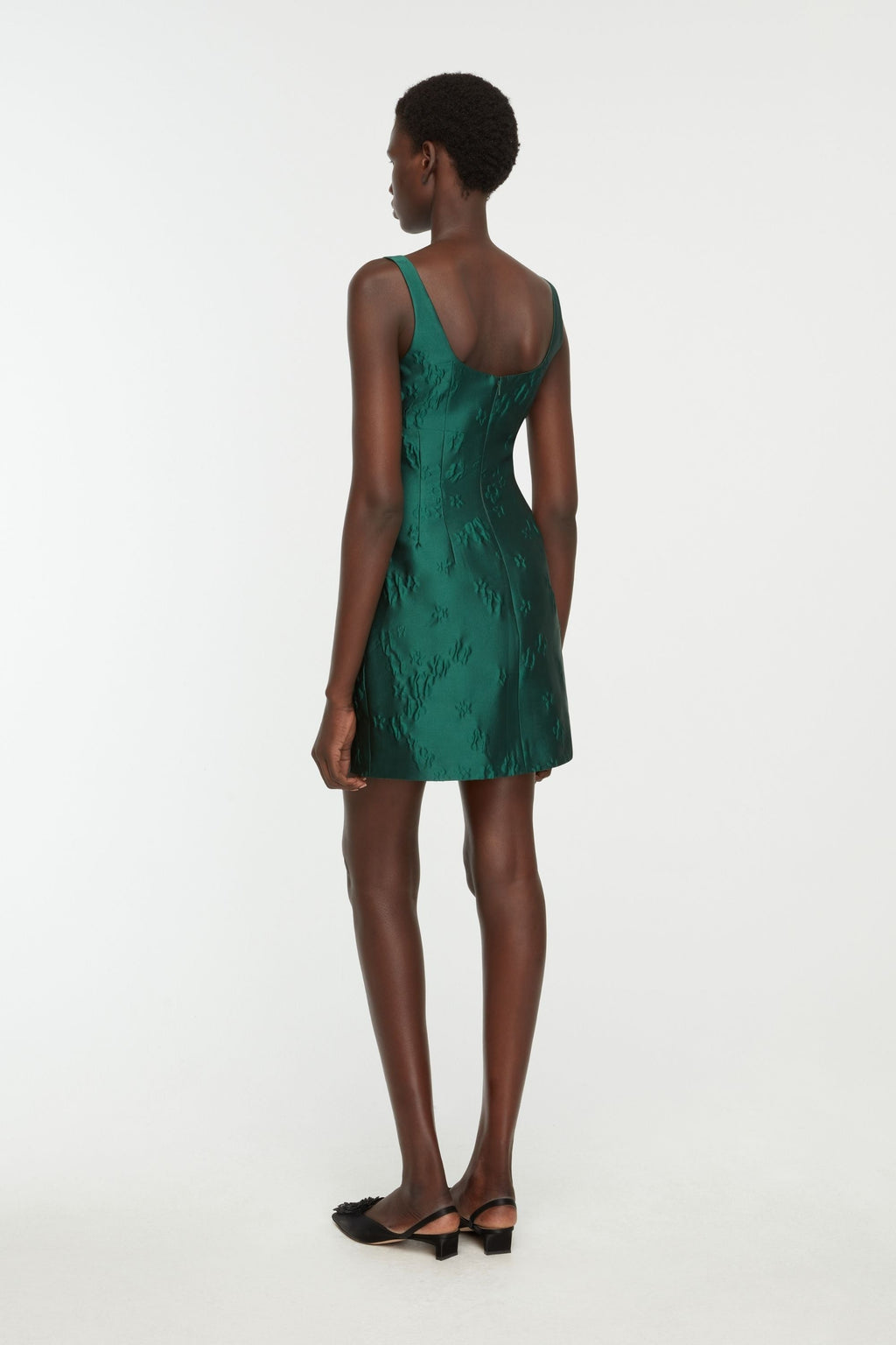 Einna Mini Dress in Emerald Green Ditsy Floral Jacquard