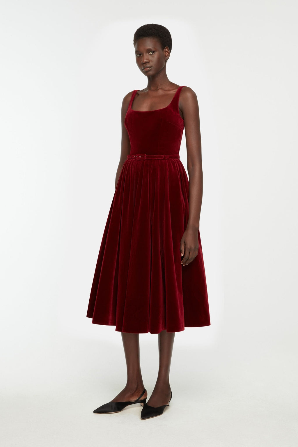 Emilia Wickstead - Eagle Dress In Burgundy Wind Velvet Emilia Wickstead - Eagle Dress In Burgundy Wind Velvet