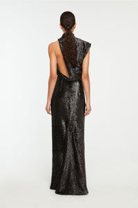emilia wickstead sequin dress Josiah Dress in Black Paillette Sequins