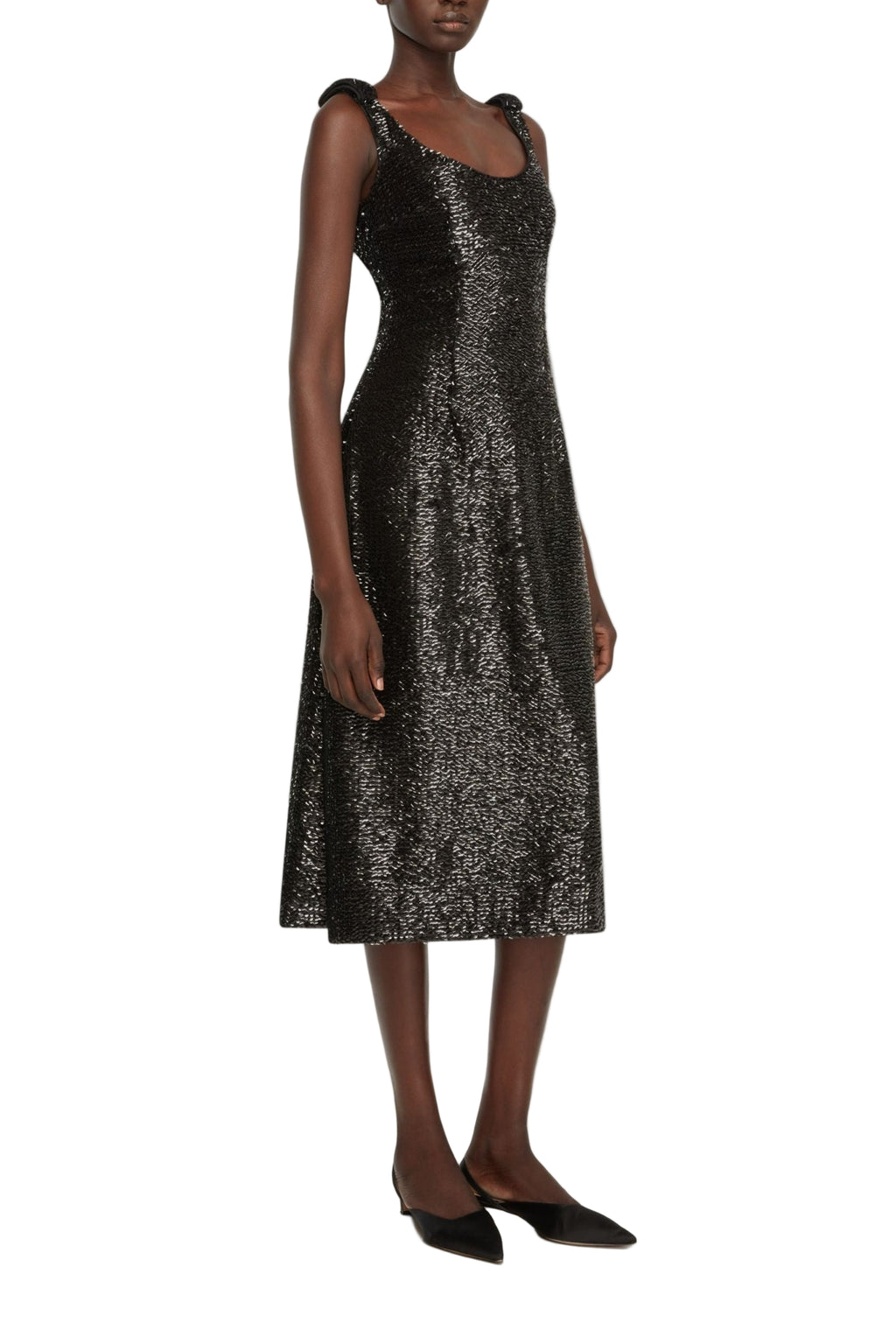 Tippini Dress in Black Textured Sequin