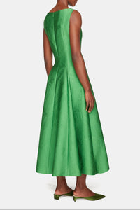 Octavie Dress In Green Embossed Cloque