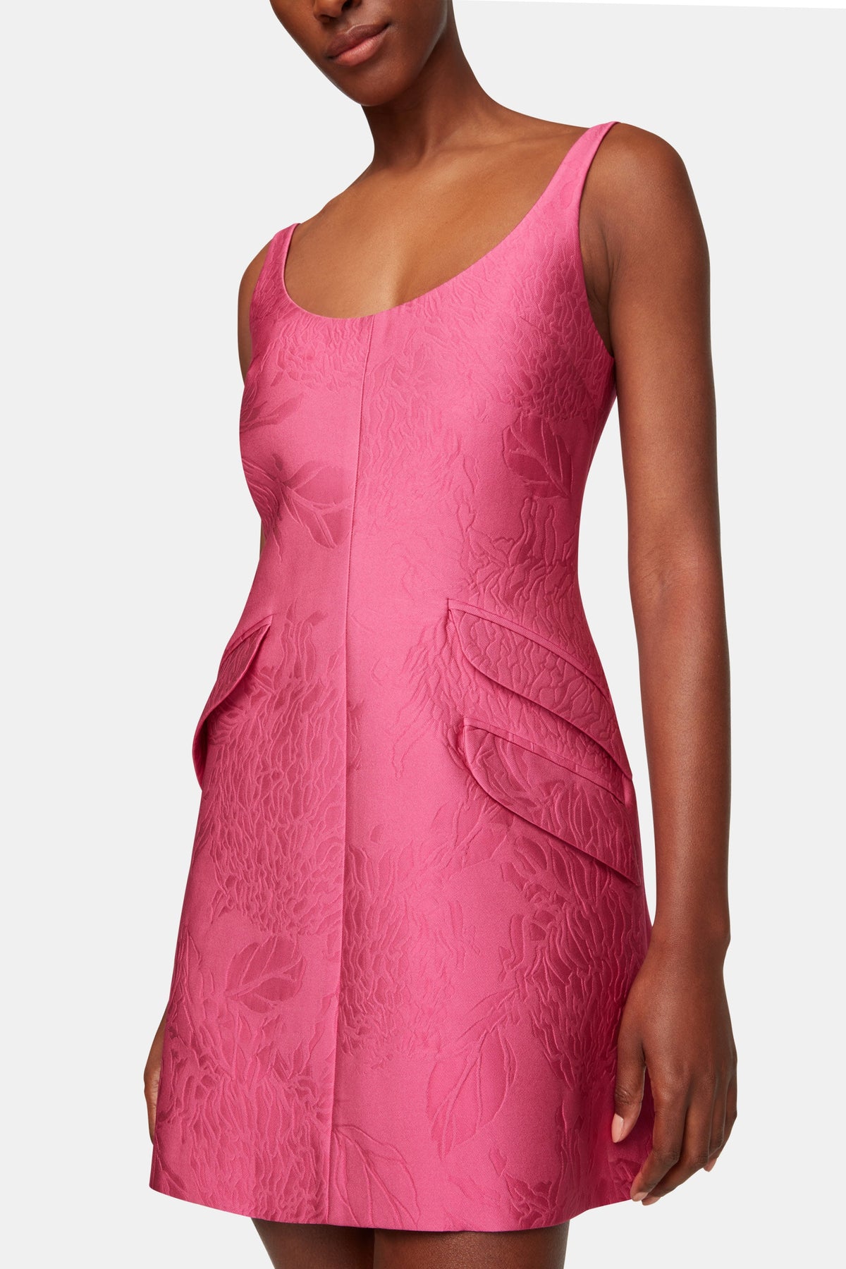 Talia Dress In Hot Pink Embossed Cloque