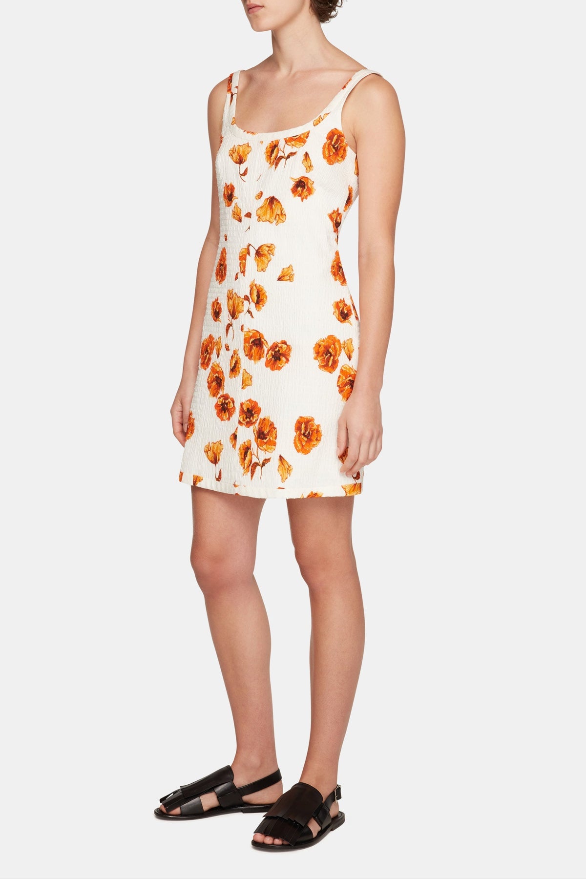 Tillie Dress In Orange Poppies Bibione Cotton