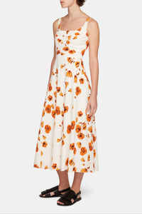 Verena Dress In Orange Poppies Bibione Cotton