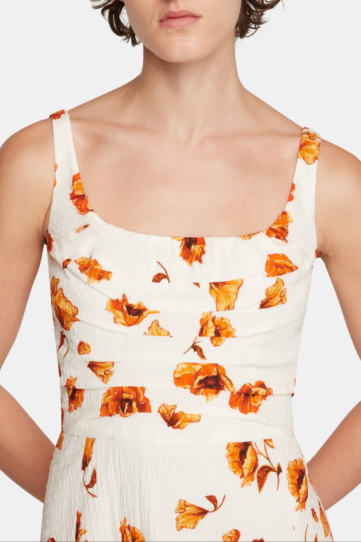 Verena Dress In Orange Poppies Bibione Cotton