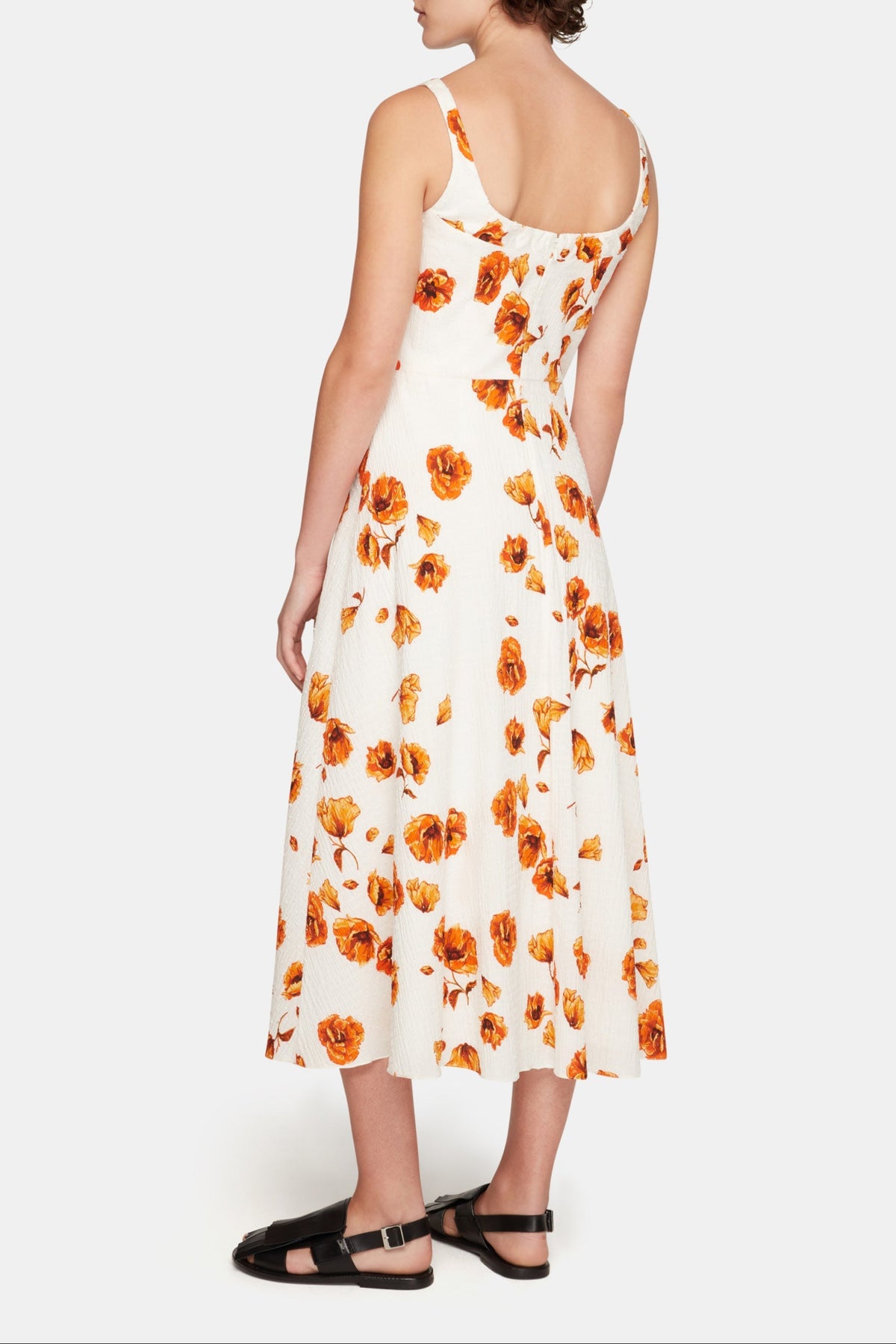 Verena Dress In Orange Poppies Bibione Cotton