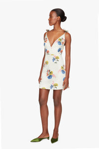 Vero Dress In Retro Bouquet On White Taffeta Faille | Emilia Wickstead