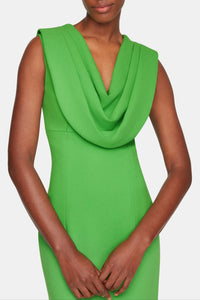 Yuri Dress In Fresh Green Single Wool Crepe