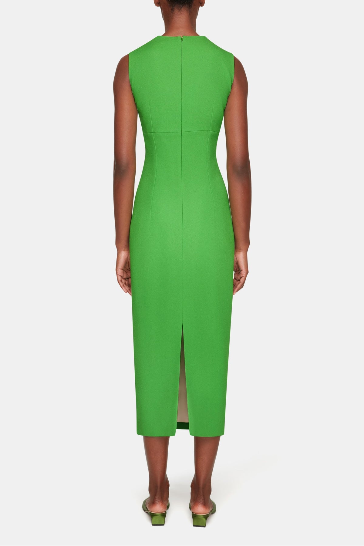 Yuri Dress In Fresh Green Single Wool Crepe