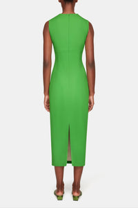 Yuri Dress In Fresh Green Single Wool Crepe