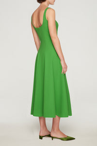Collins Dress In Fresh Green Single Wool Crepe