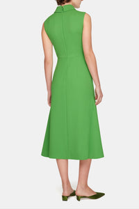 Leontine Dress In Fresh Green Single Wool Crepe