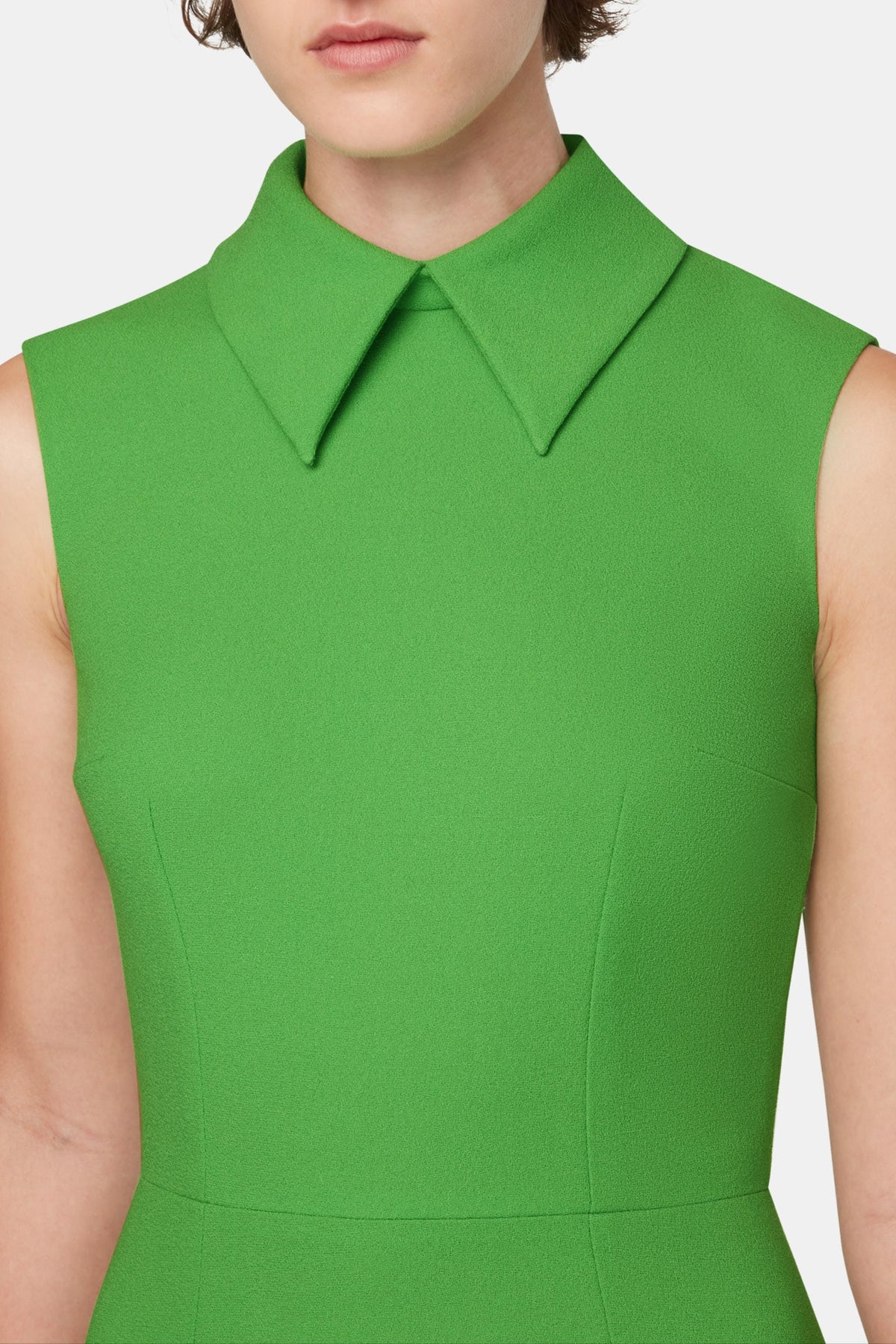 Leontine Dress In Fresh Green Single Wool Crepe