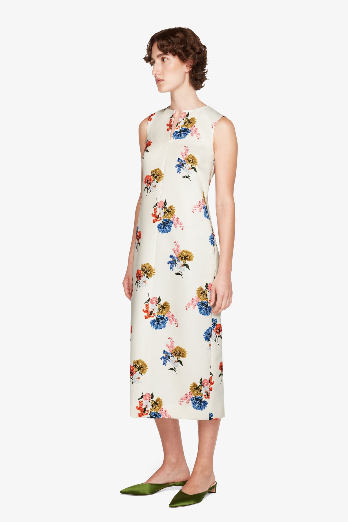 Ludie Dress In Retro Bouquet On White Taffeta Faille | Emilia Wickstead