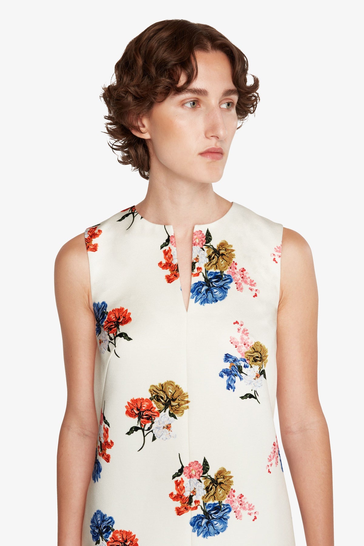 Ludie Dress In Retro Bouquet On White Taffeta Faille | Emilia Wickstead