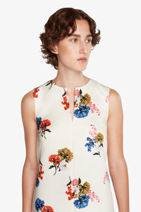 Ludie Dress In Retro Bouquet On White Taffeta Faille | Emilia Wickstead