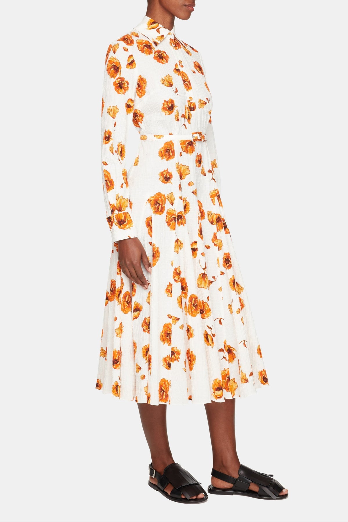 Marion Dress In Orange Poppies Bibione Cotton