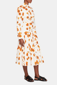 Marion Dress In Orange Poppies Bibione Cotton