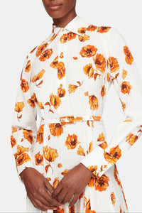Marion Dress In Orange Poppies Bibione Cotton