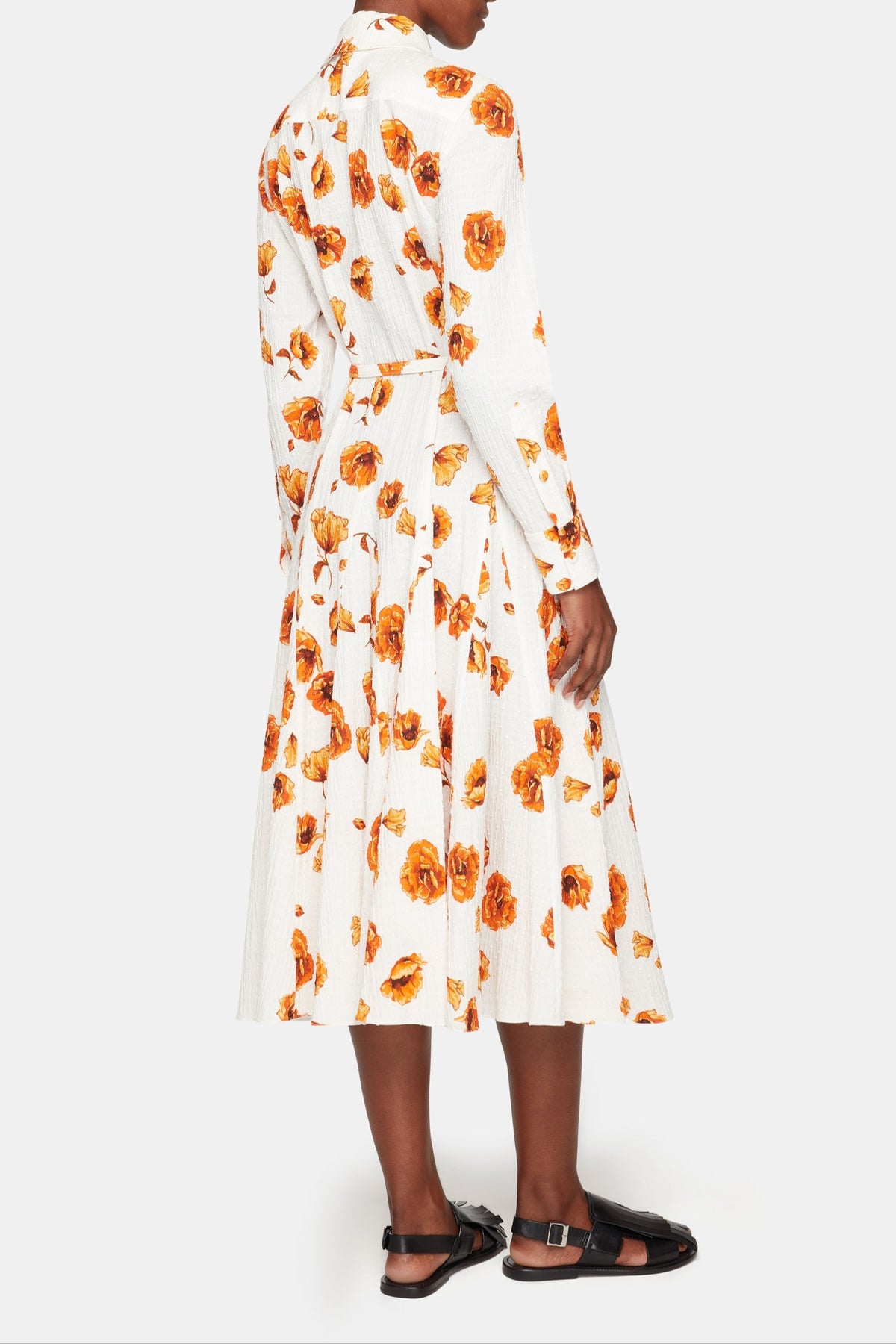 Marion Dress In Orange Poppies Bibione Cotton