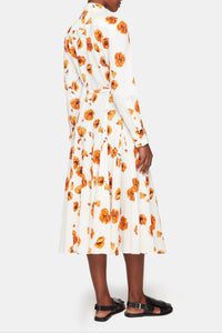 Marion Dress In Orange Poppies Bibione Cotton