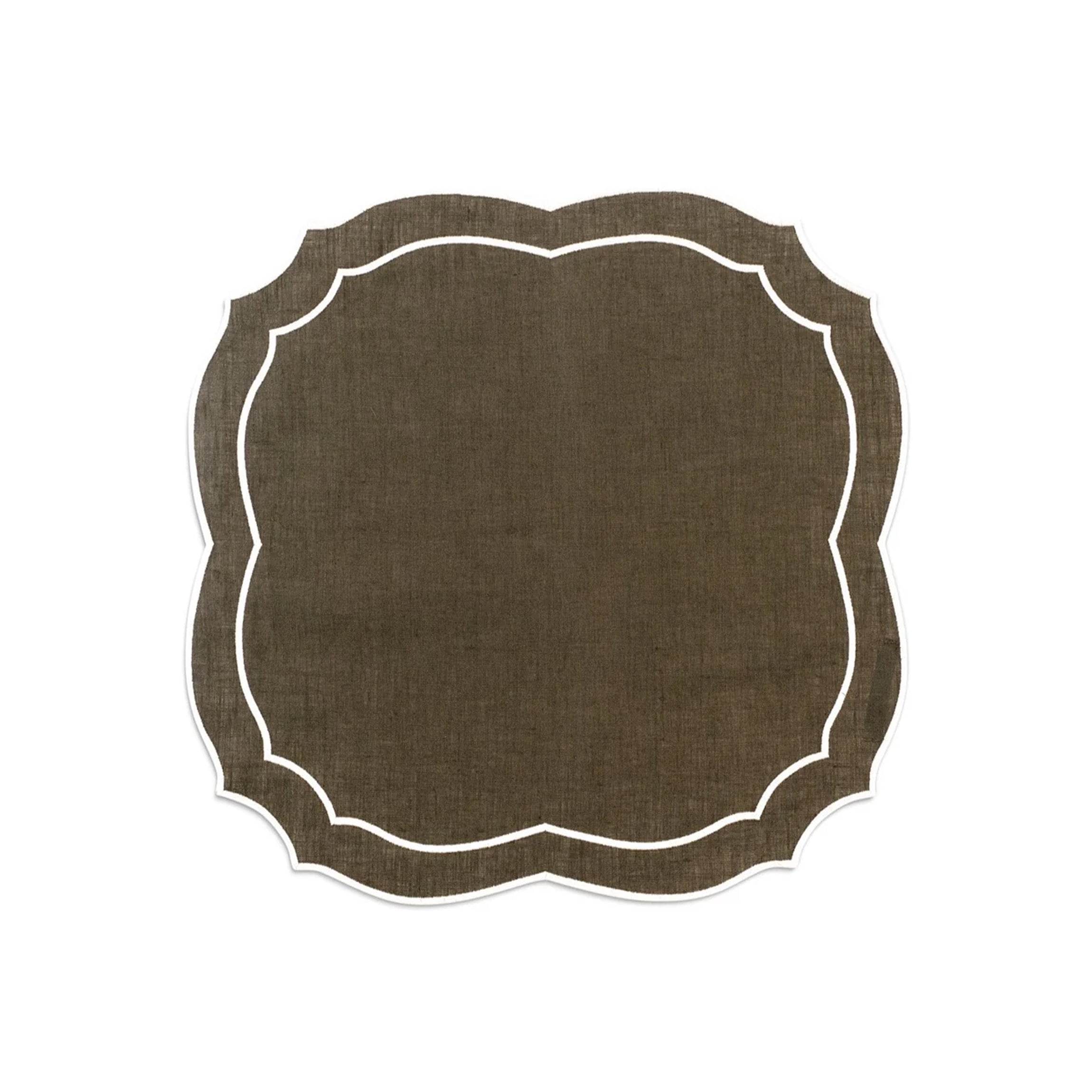 Emma Linen Napkin in Forest Green with Cream Embroidery