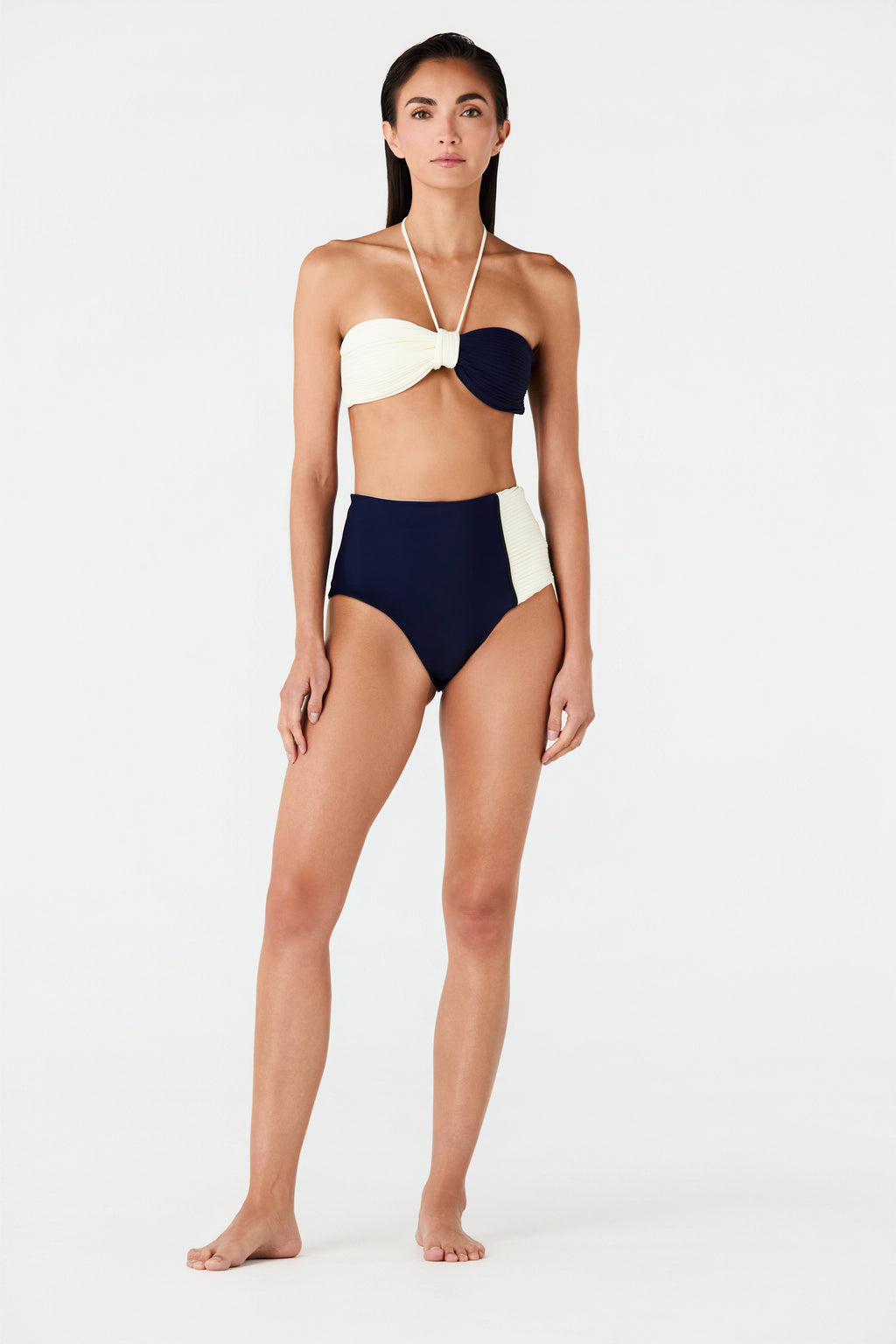Emma Top in Navy in Ivory