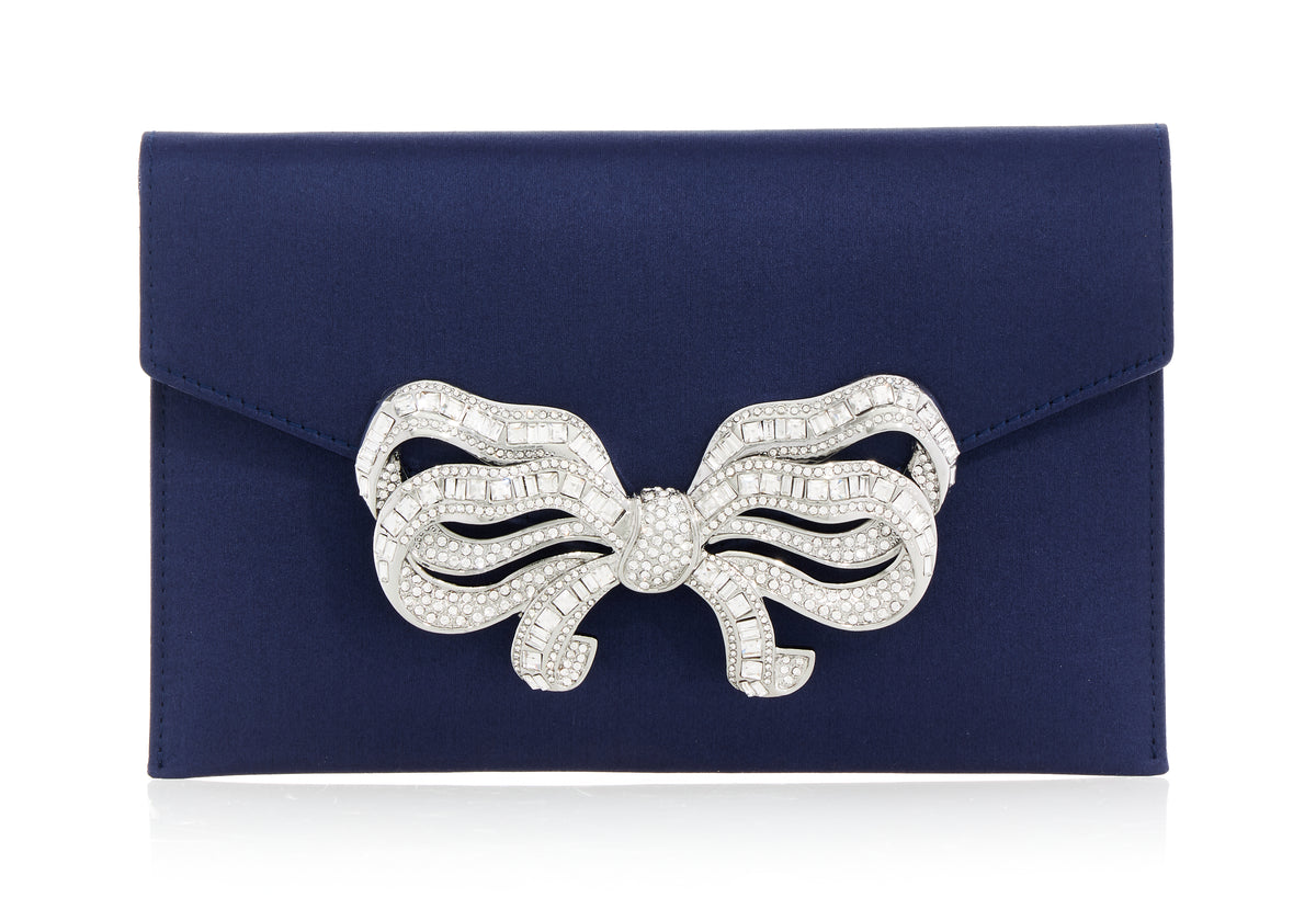 Bow Envelope Clutch in Satin