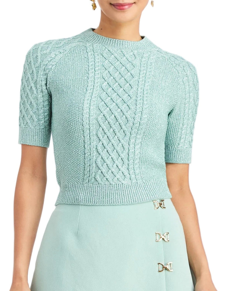 Enya Metallic Sweater in Cruise Blue