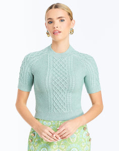 Enya Metallic Sweater in Cruise Blue