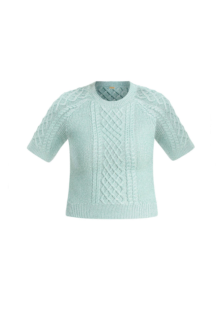 Enya Metallic Sweater in Cruise Blue