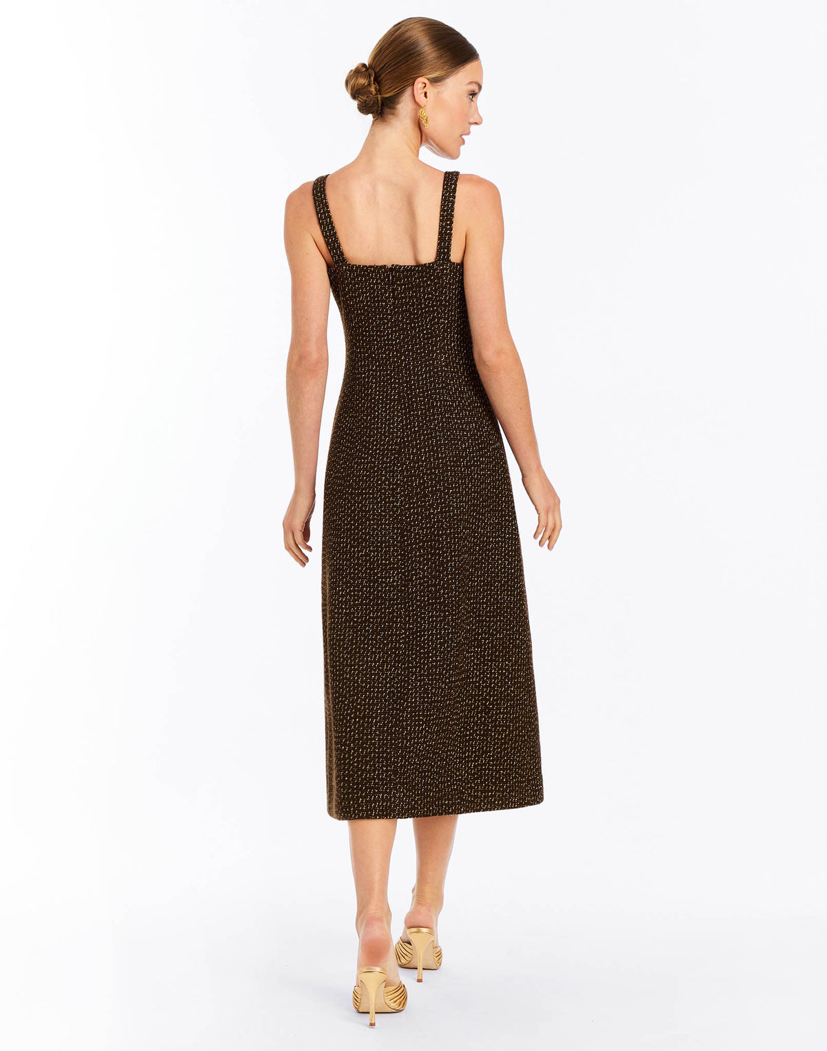 Espresso Midi Dress in Chestnut Gold