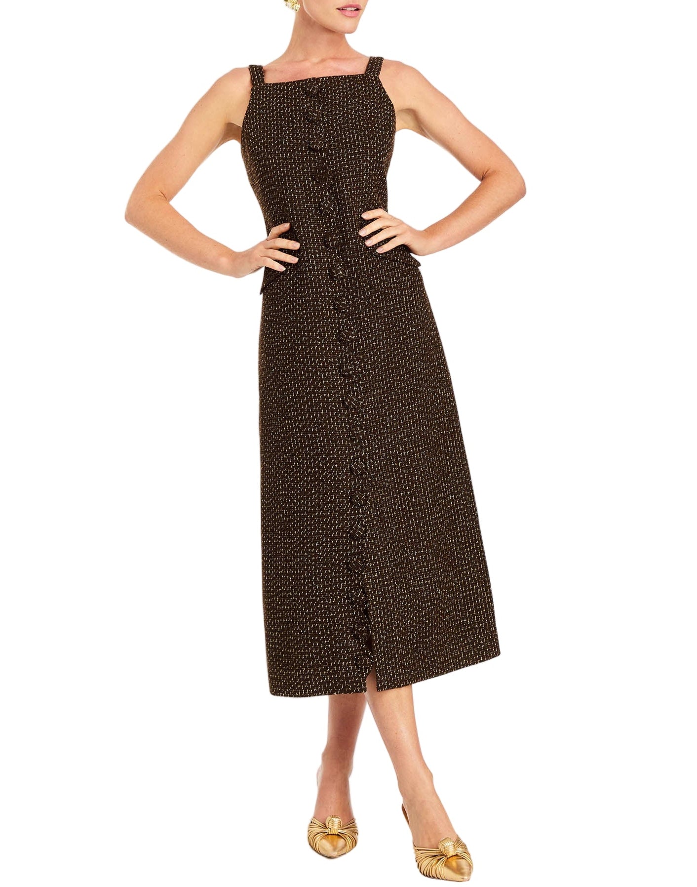 Espresso Midi Dress in Chestnut Gold