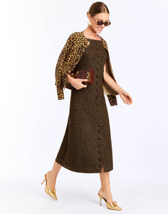 Espresso Midi Dress in Chestnut Gold