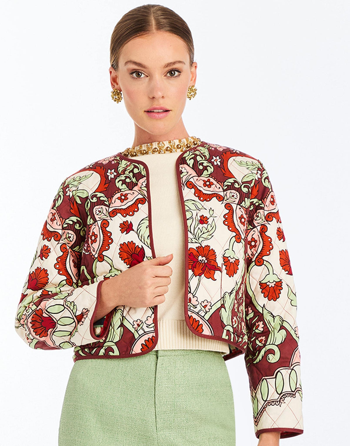 Este Convertible Quilted Jacket in Jardin Gingham