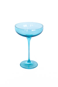 Estelle Colored Champagne Coupe Stemware, Set of 6 in Ocean Blue