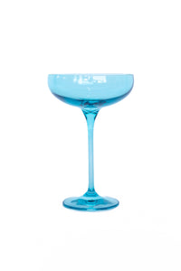 Estelle Colored Champagne Coupe Stemware, Set of 6 in Ocean Blue