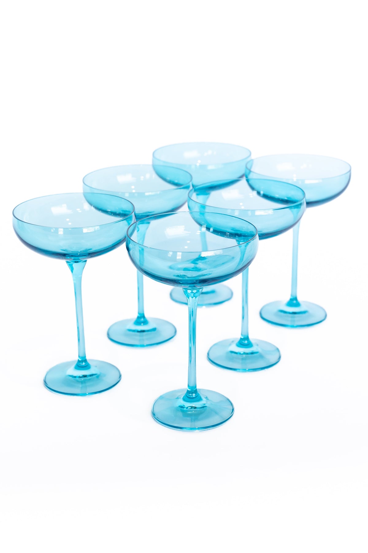 Estelle Colored Champagne Coupe Stemware, Set of 6 in Ocean Blue