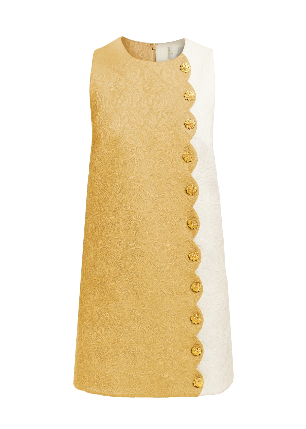 Etta Scallop Mini Dress in Tan/Ivory