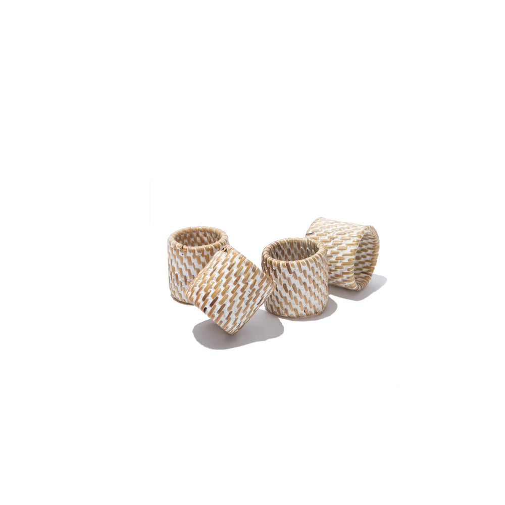 Everyday White Wash Napkin Ring, Set of 4