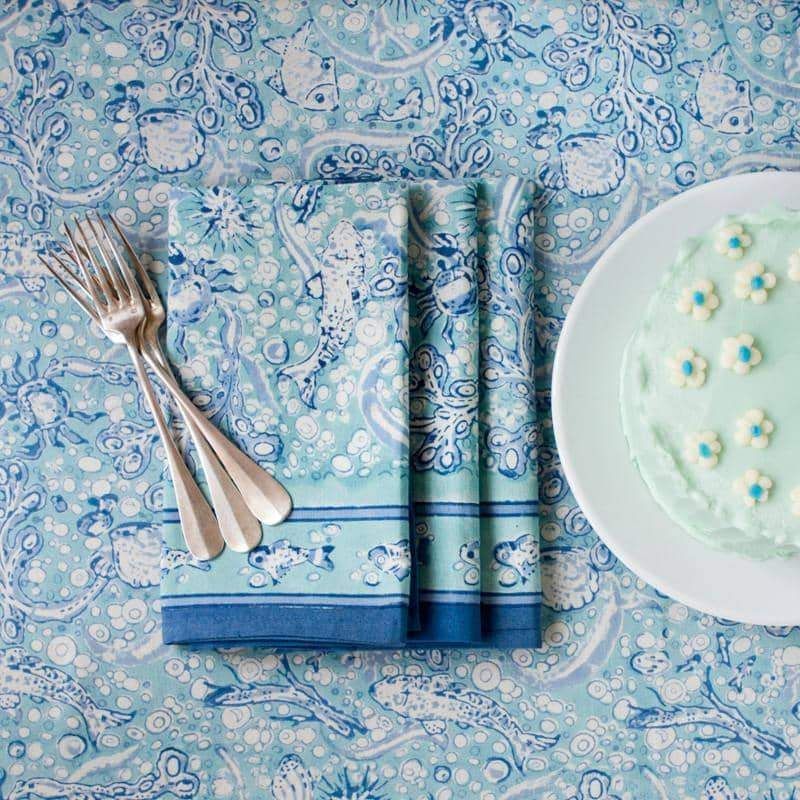 La Mer Napkins in Aqua, Set of 6