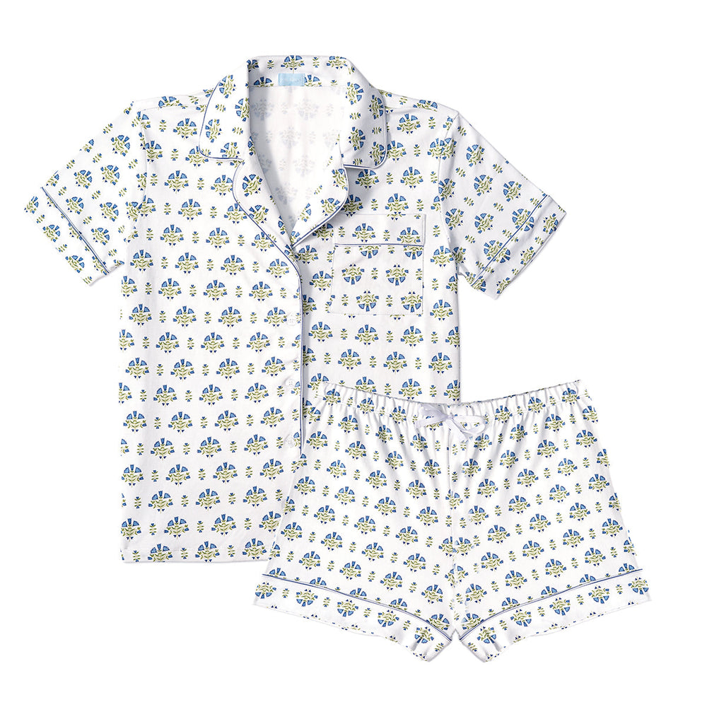 Posy Floral Block Women's Button Front Short Pajama Set