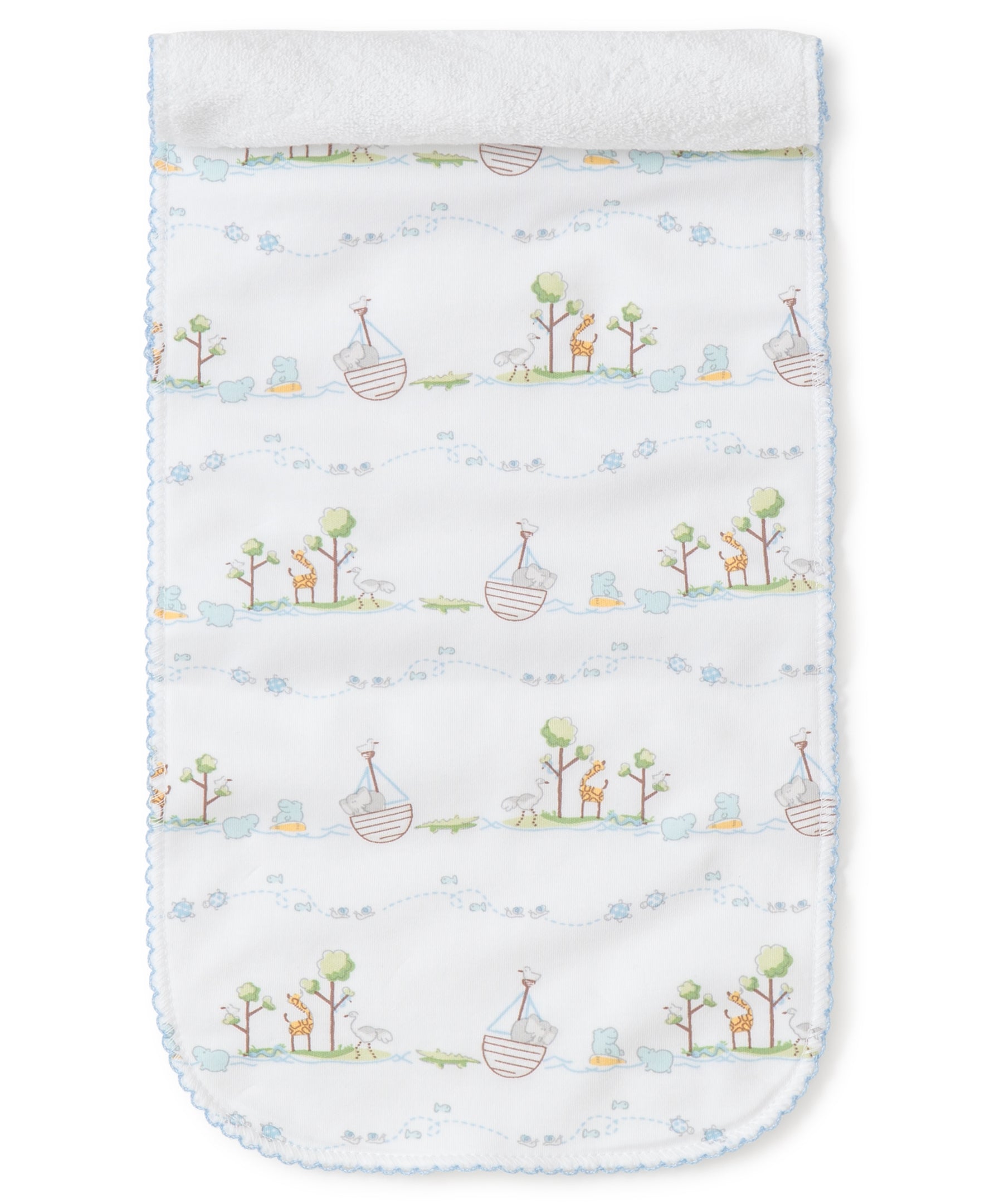 Blue Noah's Print Burp Cloth - Pack of 2