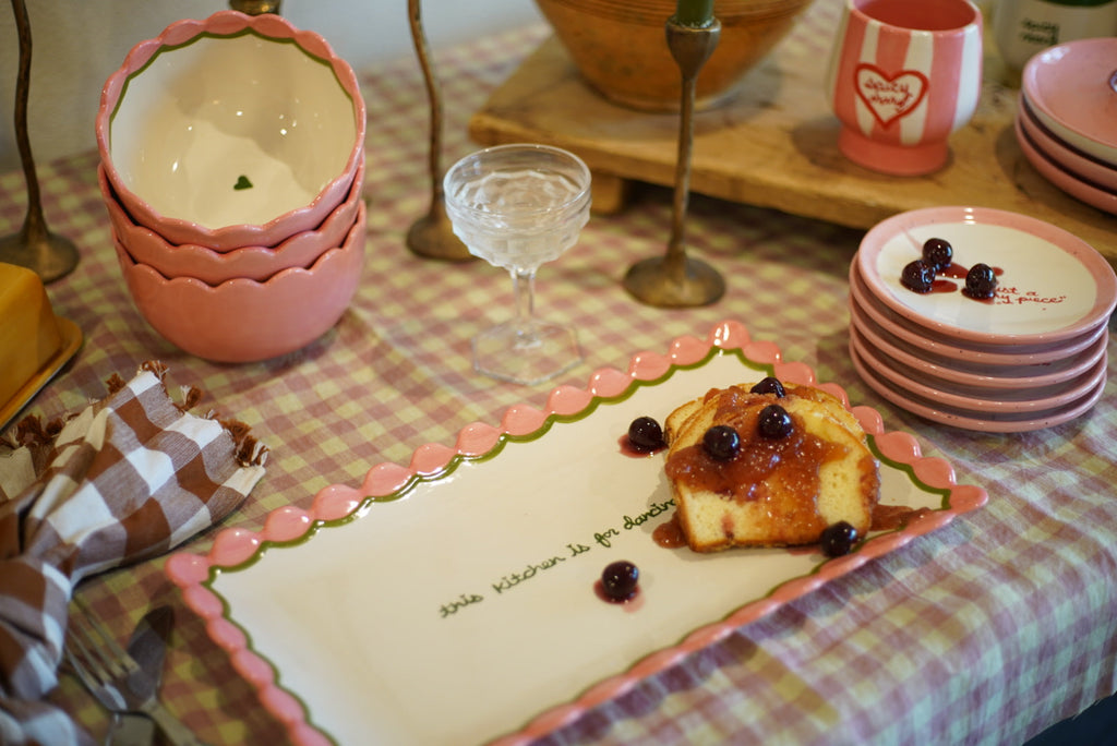 Hand-painted “This Kitchen is for Dancing” Scalloped Tray
